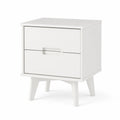 Comodino Bianco a 2 Cassetti in Legno