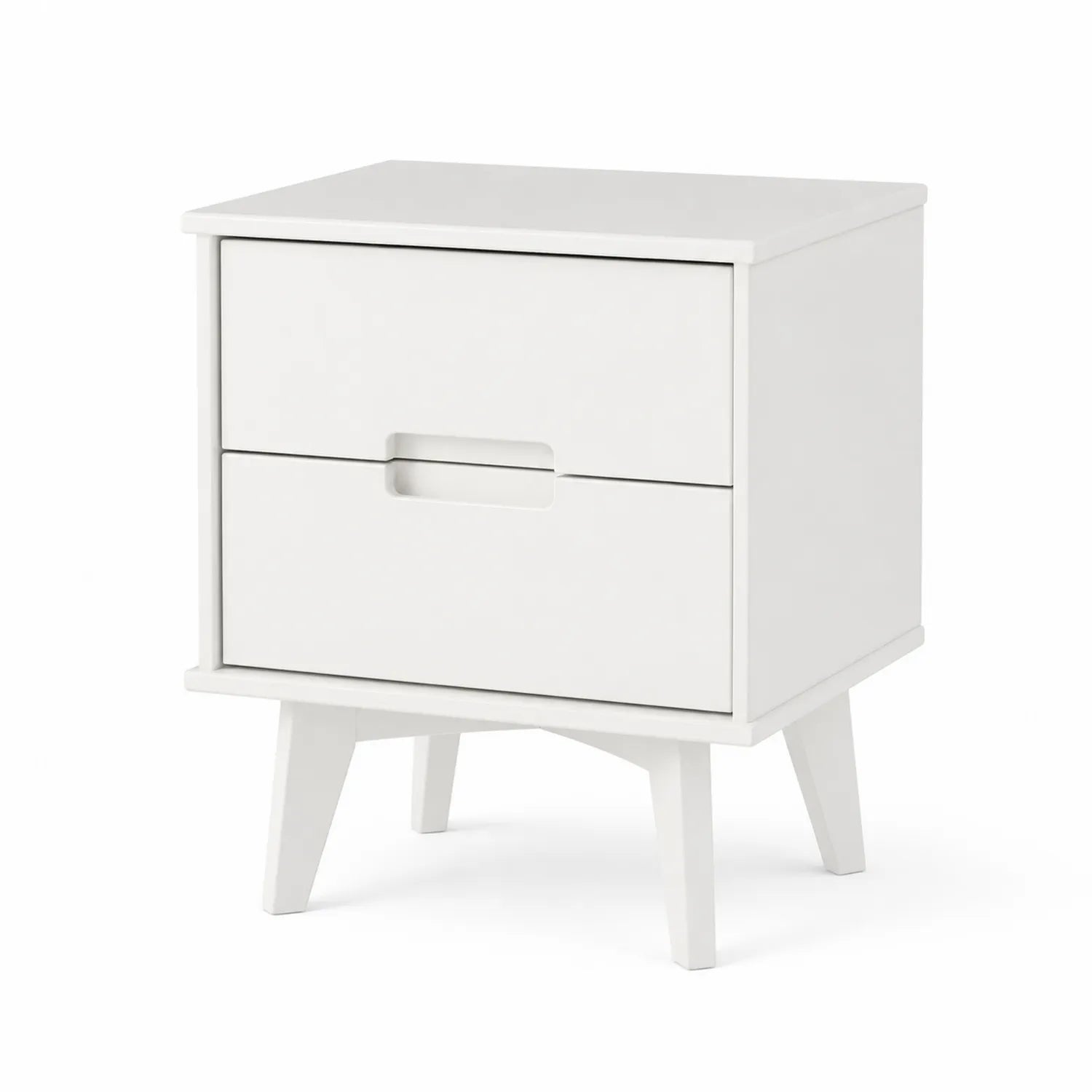 Comodino Bianco a 2 Cassetti in Legno