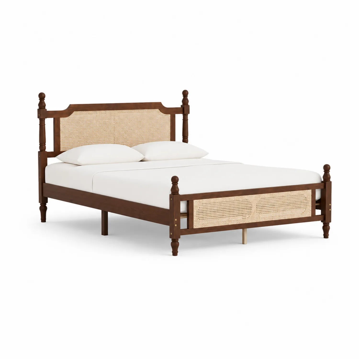 Letto matrimoniale legno e rattan