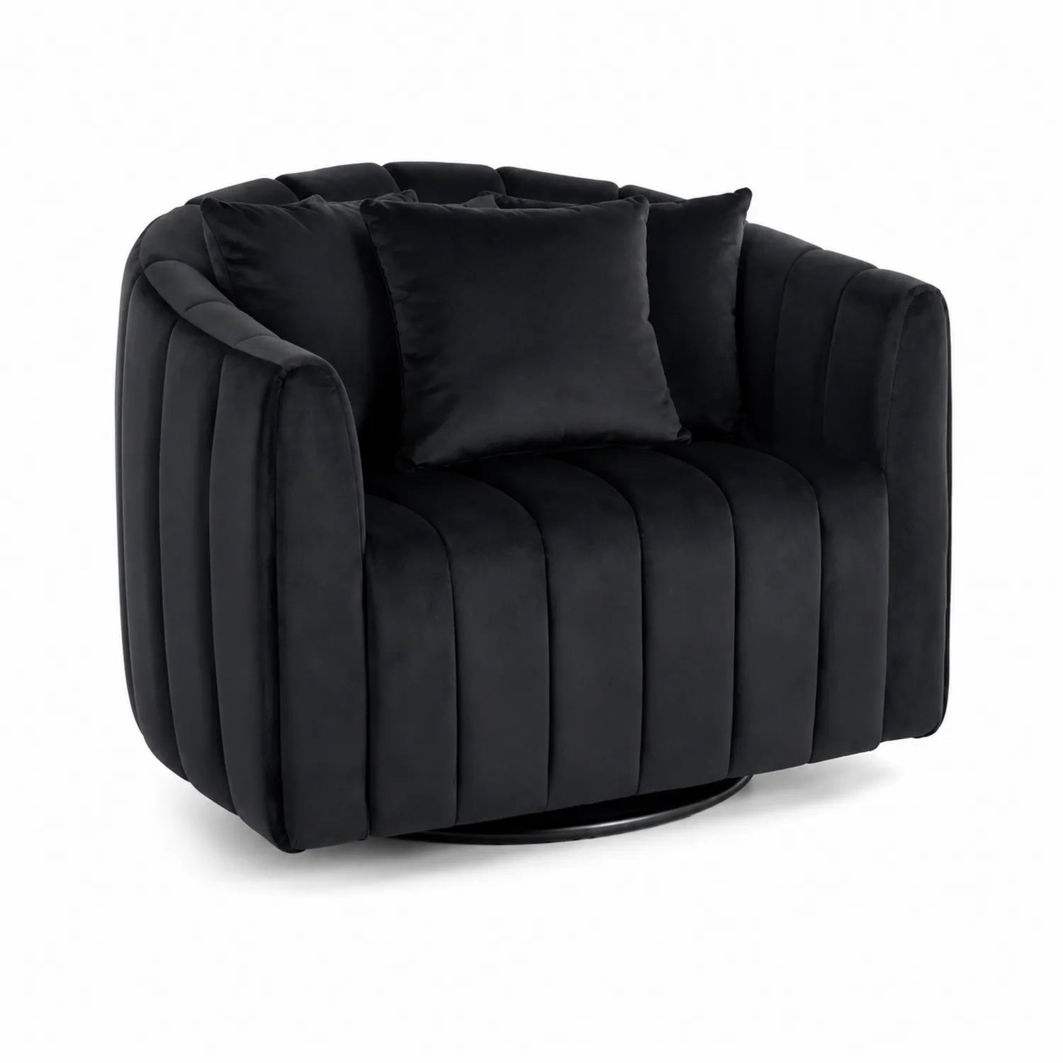Poltrona girevole in velluto nero con cuscino