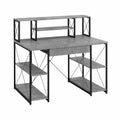 Scrivania Rettangolare in MDF e Metallo con Scaffali Grigio