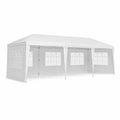 Gazebo Rettangolare 6x3 m in Acciaio e Tela di Polietilene Bianco
