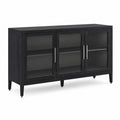 Credenza in Legno con Ante in Vetro Temperato, Nero, 120x40x80 cm