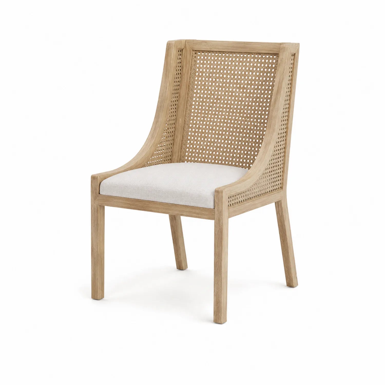 Sedia in legno con seduta in lino beige