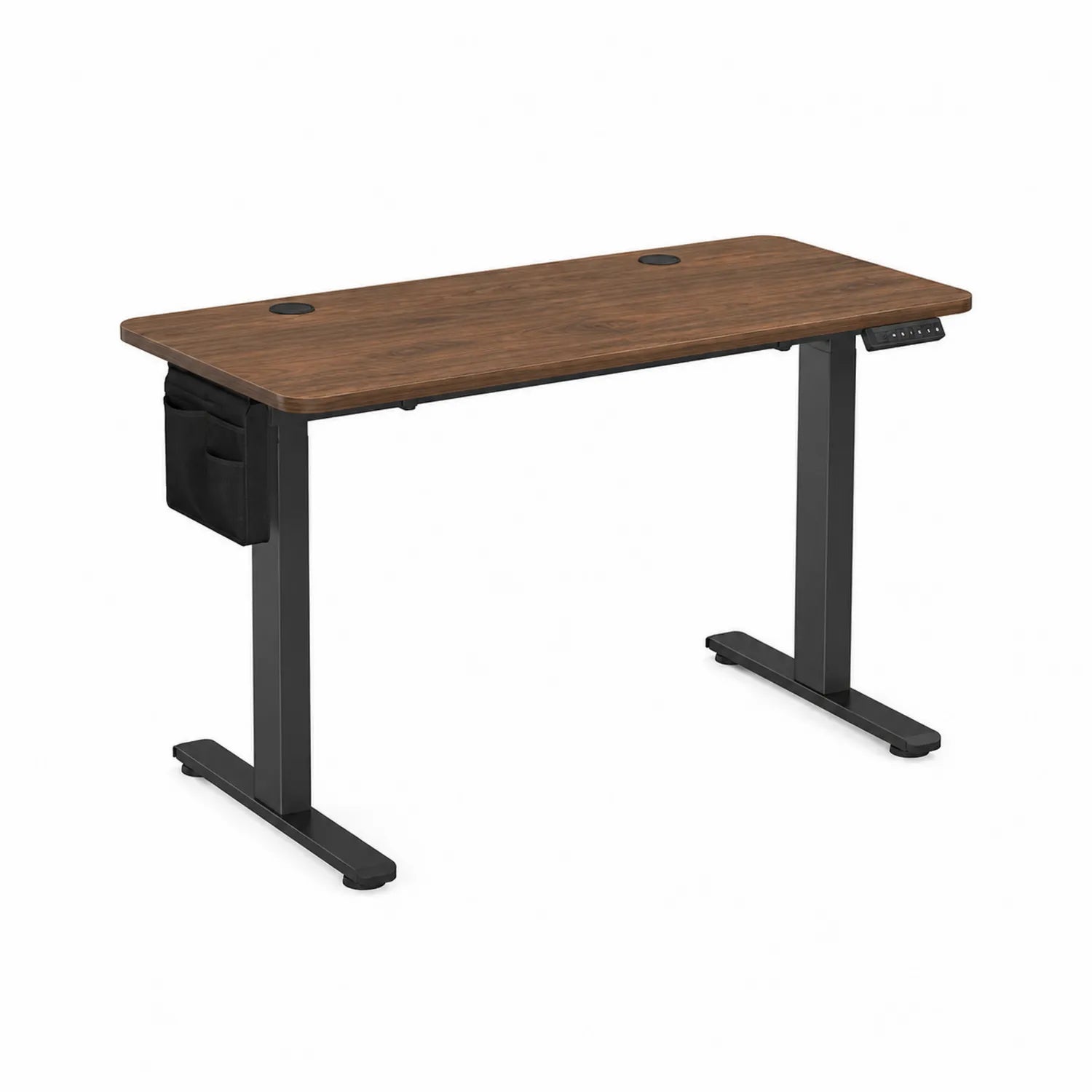 Scrivania regolabile elettrica in MDF e metallo Marrone/Nero 120x60x75-122 cm