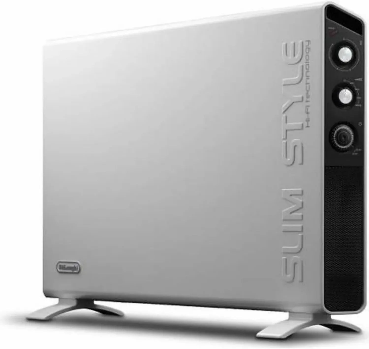 De'Longhi Termoconvettore Elettrico Slim Style con Hi-Fi Technology, 3 Livelli Potenza e Timer 24h, per Ambienti Fino a 60m³, Grigio/Nero