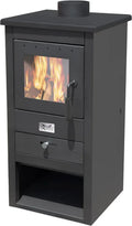 Stufa a Legna e Carbone ATHENA 10 kW con Vetro Ceramico, Made in Italy, 2 Anni di Garanzia