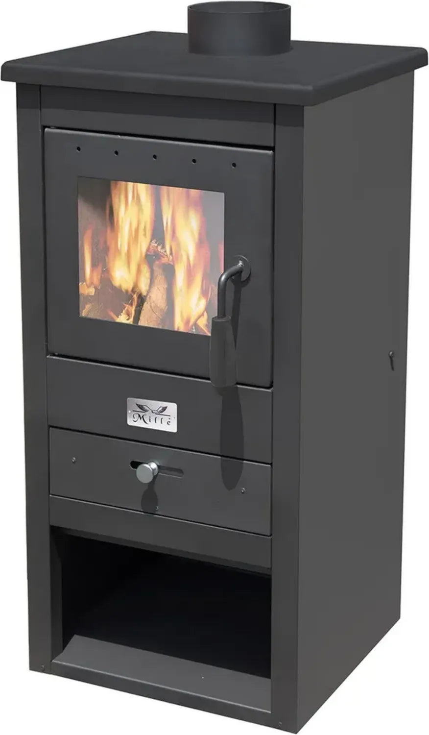 Stufa a Legna e Carbone ATHENA 10 kW con Vetro Ceramico, Made in Italy, 2 Anni di Garanzia