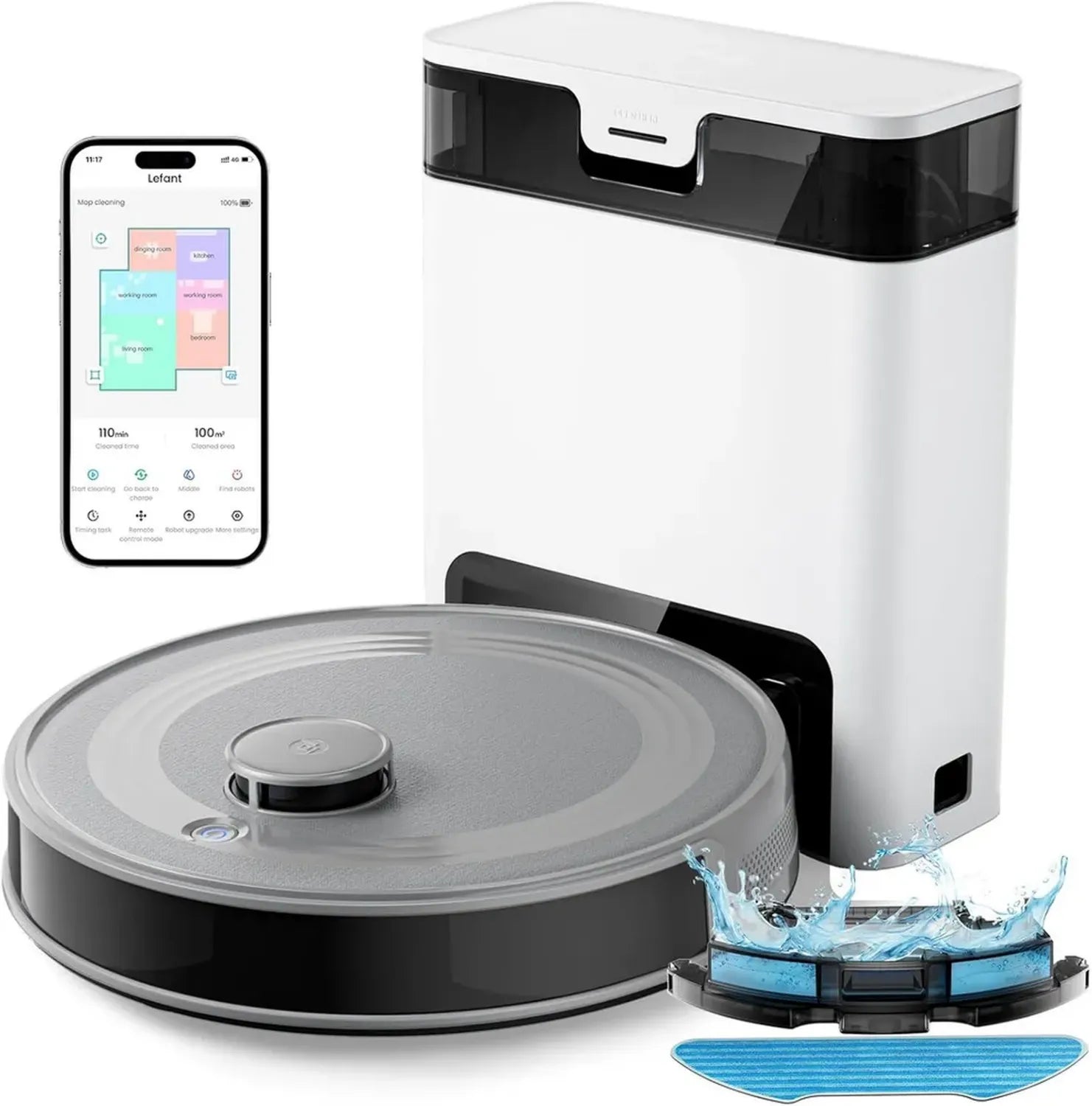 Robot Aspirapolvere LEFANT M2 Pro con Mappatura Laser e Svuotamento Automatico