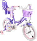 Bicicletta per Bambini Daisy Viola/Rosa con Cestino, Taglie 12/14/16, Età 2-7 Anni