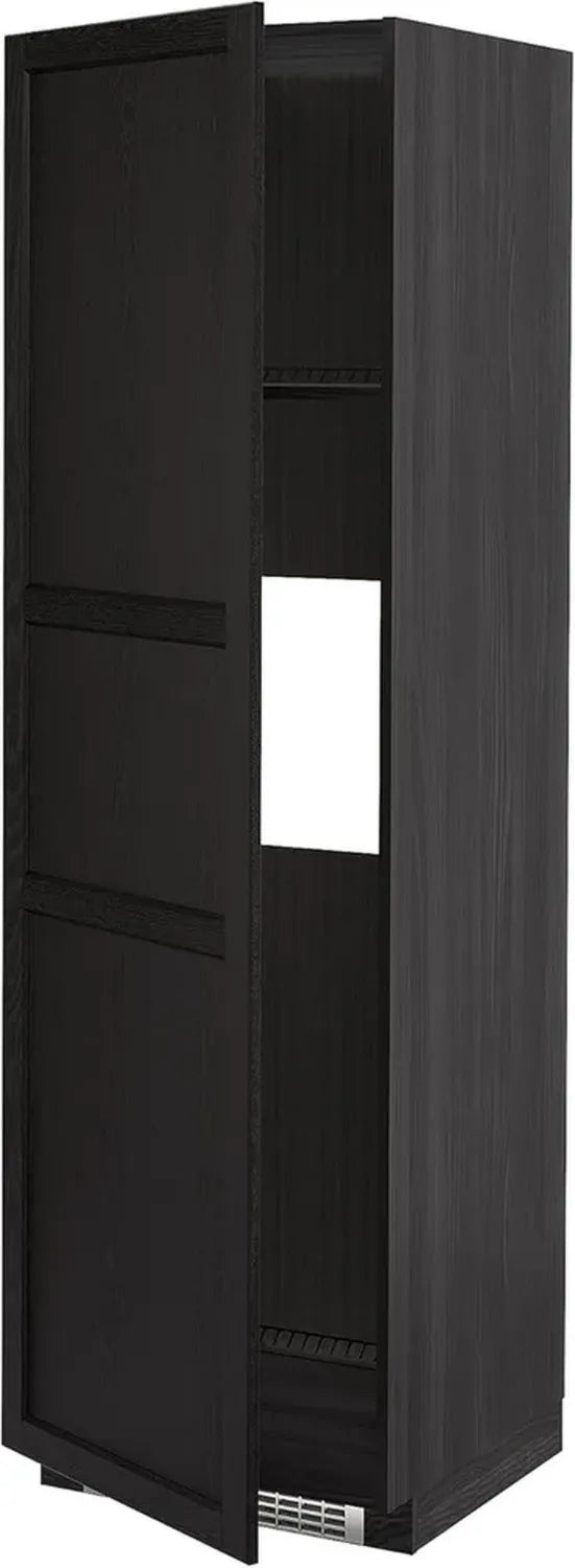Armadio Alto METOD per Frigorifero o Congelatore con Porta, 60x60x200 cm, Nero/Lerhyttan Nero Macchiato