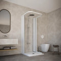 Cabina Doccia Angolare Salvaspazio Dora in PVC, Apertura Centrale, Riducibile, 80x80x80 cm, Made in Italy