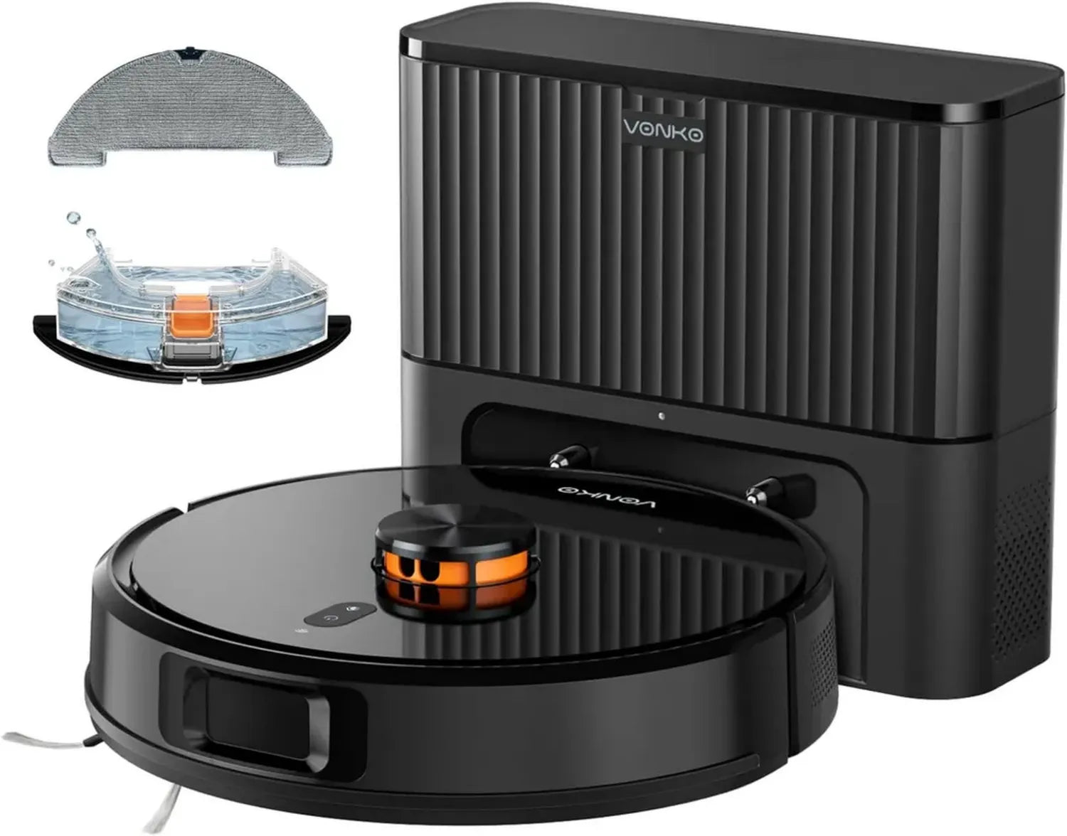 VONKO Robot Aspirapolvere S6 Pro con Navigazione LiDAR e Stazione di Aspirazione, 8000Pa, Controllo App/Alexa, Autonomia 180 Minuti