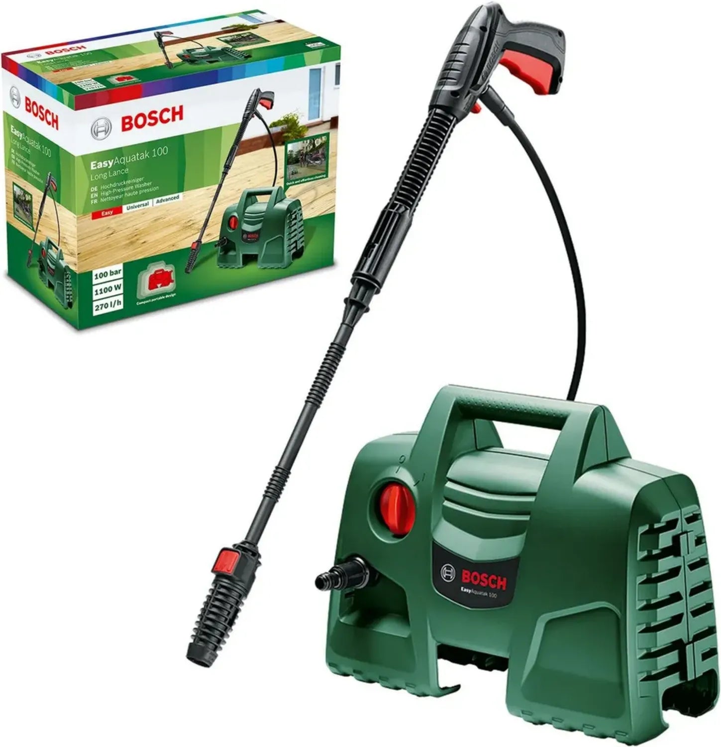 Idropulitrice Bosch EasyAquatak 100 Bar, 1200 W, Cavo 5m, Tubo 3m