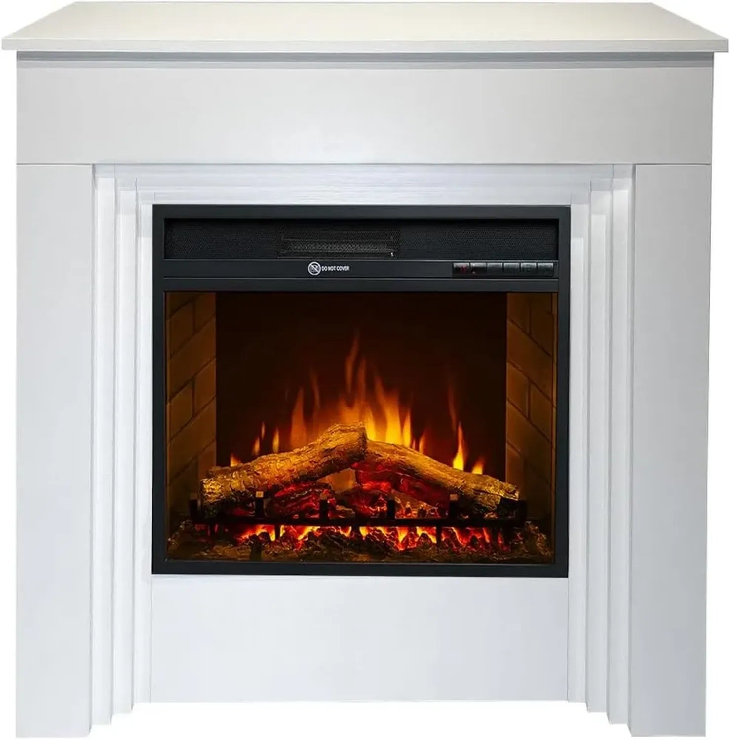 Caminetto Elettrico da Terra BELLINI in Legno Bianco, Design Italiano, Misure L96 x P35 x H96