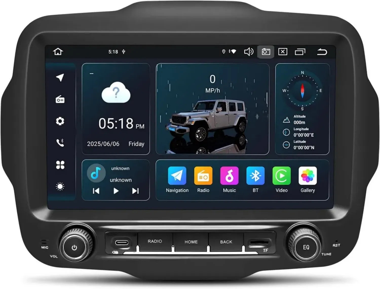 Sistema multimediale Android 14 per Jeep Renegade 2015-2020, 9 HD QLED Touch con GPS, Carplay e 4G