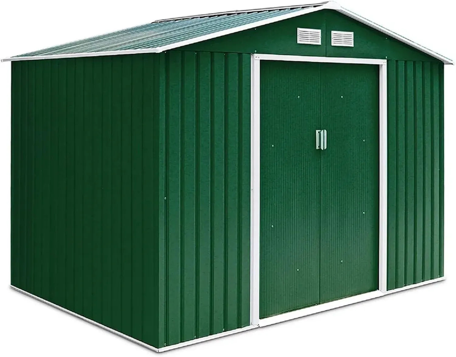 Capanno in Metallo per Attrezzi da Giardino con Porte Scorrevoli e Finestre, 213x127x185 cm, Disponibile in Vari Colori