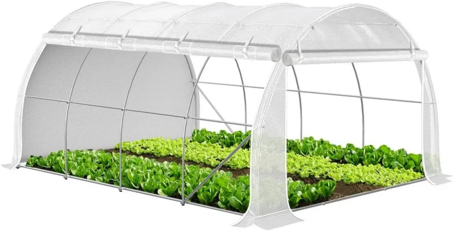 Serra a Tunnel VOUNOT® con Finestre Avvolgibili, 4x3x2m, per Orto e Giardino, Bianco