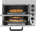 Forno pizza elettrico 3000W, 2 livelli, esterno, termostato 50-350°C, timer, acciaio inox, con guanti
