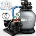 Pompa Filtro Piscina con Portata Elevata e 7 Funzioni, Adattatore 2in1 e Indicatore di Pressione