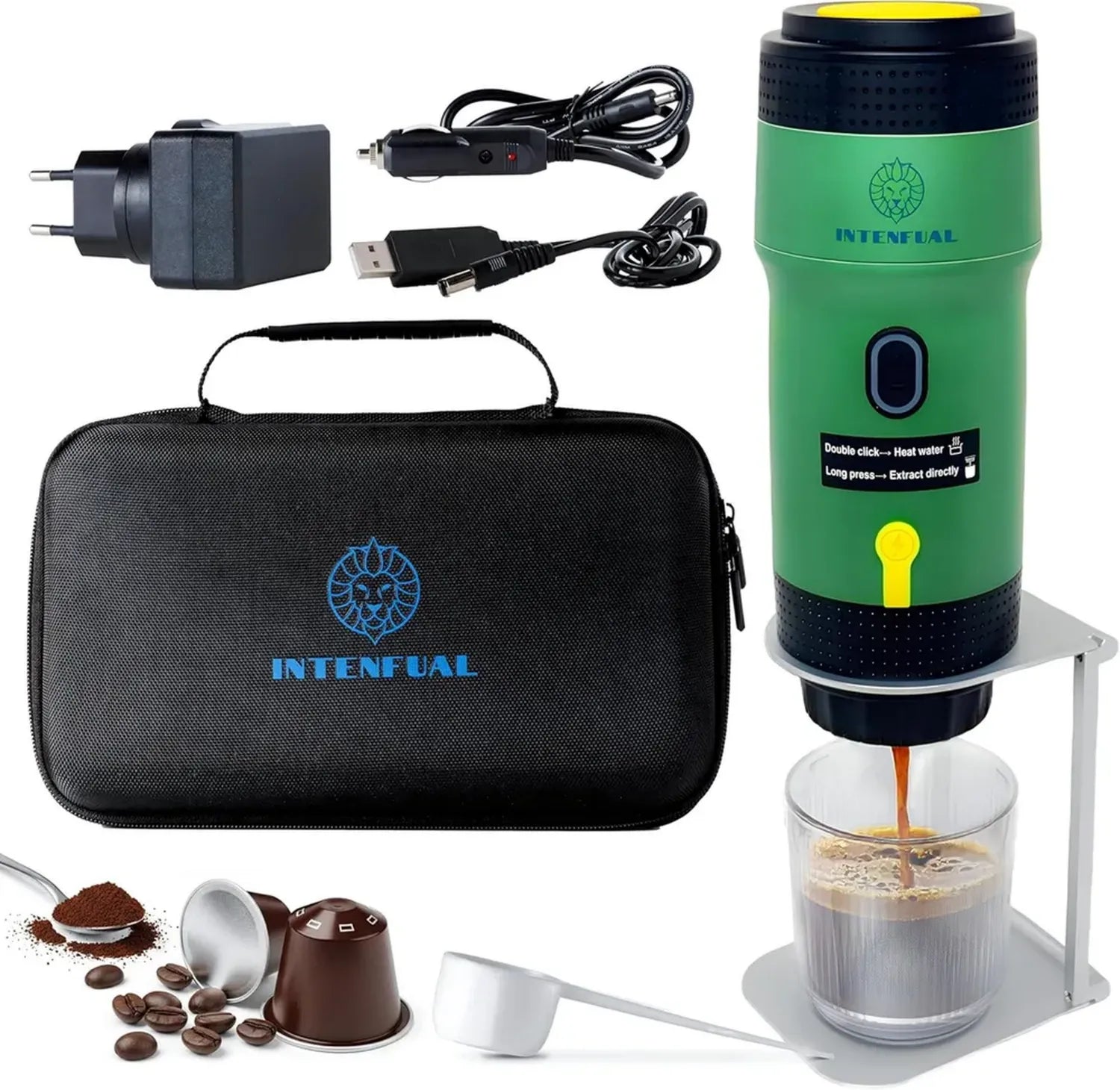 Macchina da Caffè Portatile Espresso 20 BAR 12V, Compatibile con Capsule e Caffè Macinato