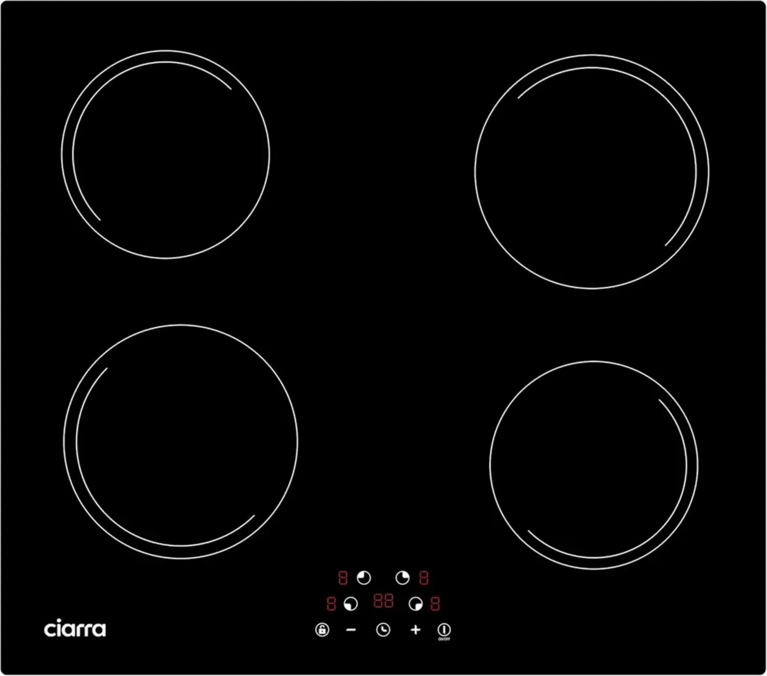 Piano Cottura a Induzione CIARRA 4 Zone, Sicurezza Bambini, Touch Control e Timer