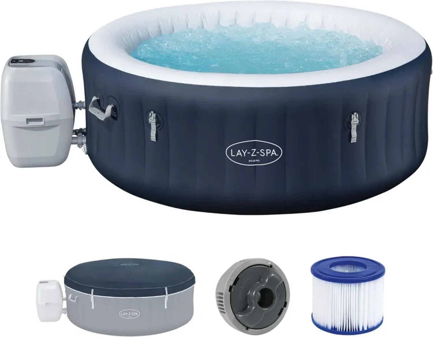 Jacuzzi Gonfiabile Lay-Z-Spa Miami AirJet per 2-4 Persone, Efficienza Energetica, Blu