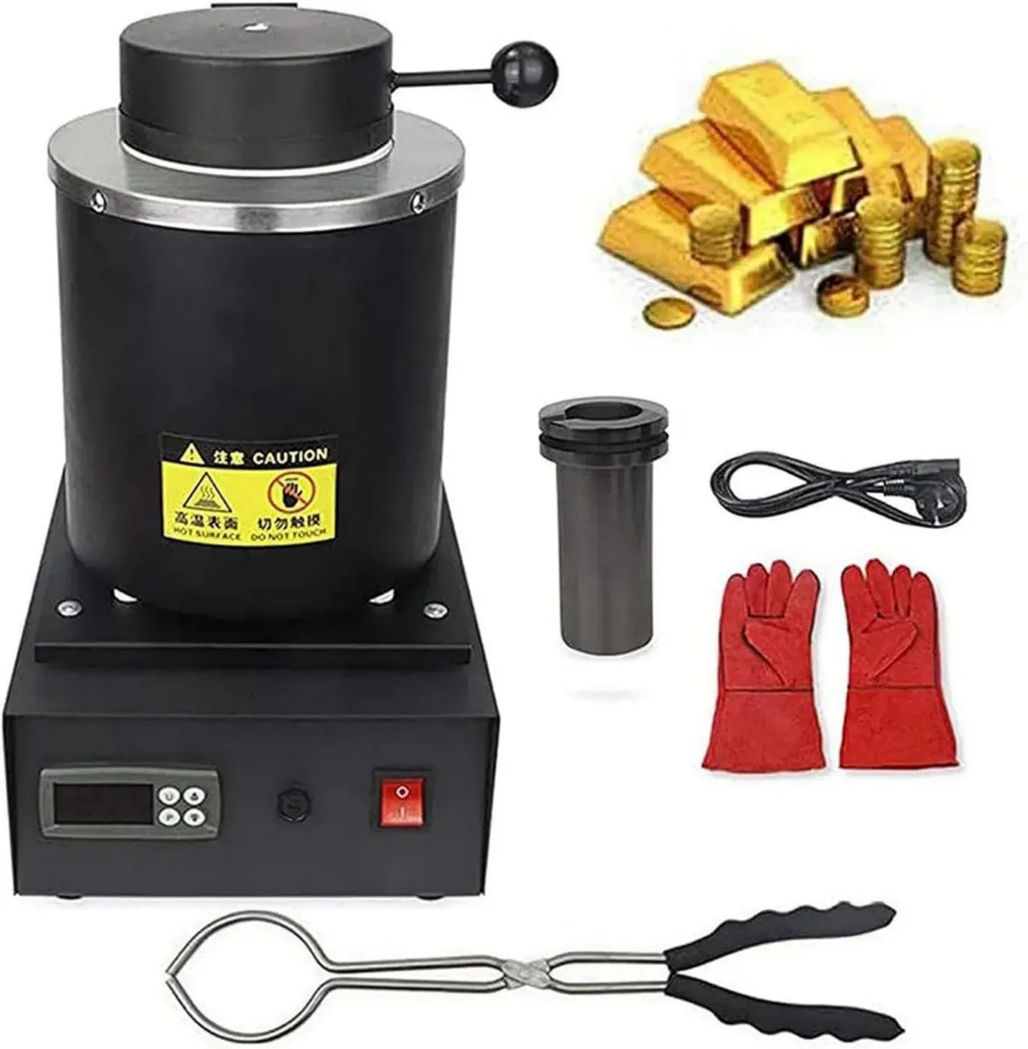 Forno Elettrico per Fusione Metalli 2 kg con Crogiolo in Grafite, Ideale per Oro e Metalli Preziosi