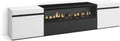 Mobile TV Moderno con Camino Elettrico, 200x45x35cm, Bianco e Nero, Adatto per TV fino a 80 Pollici