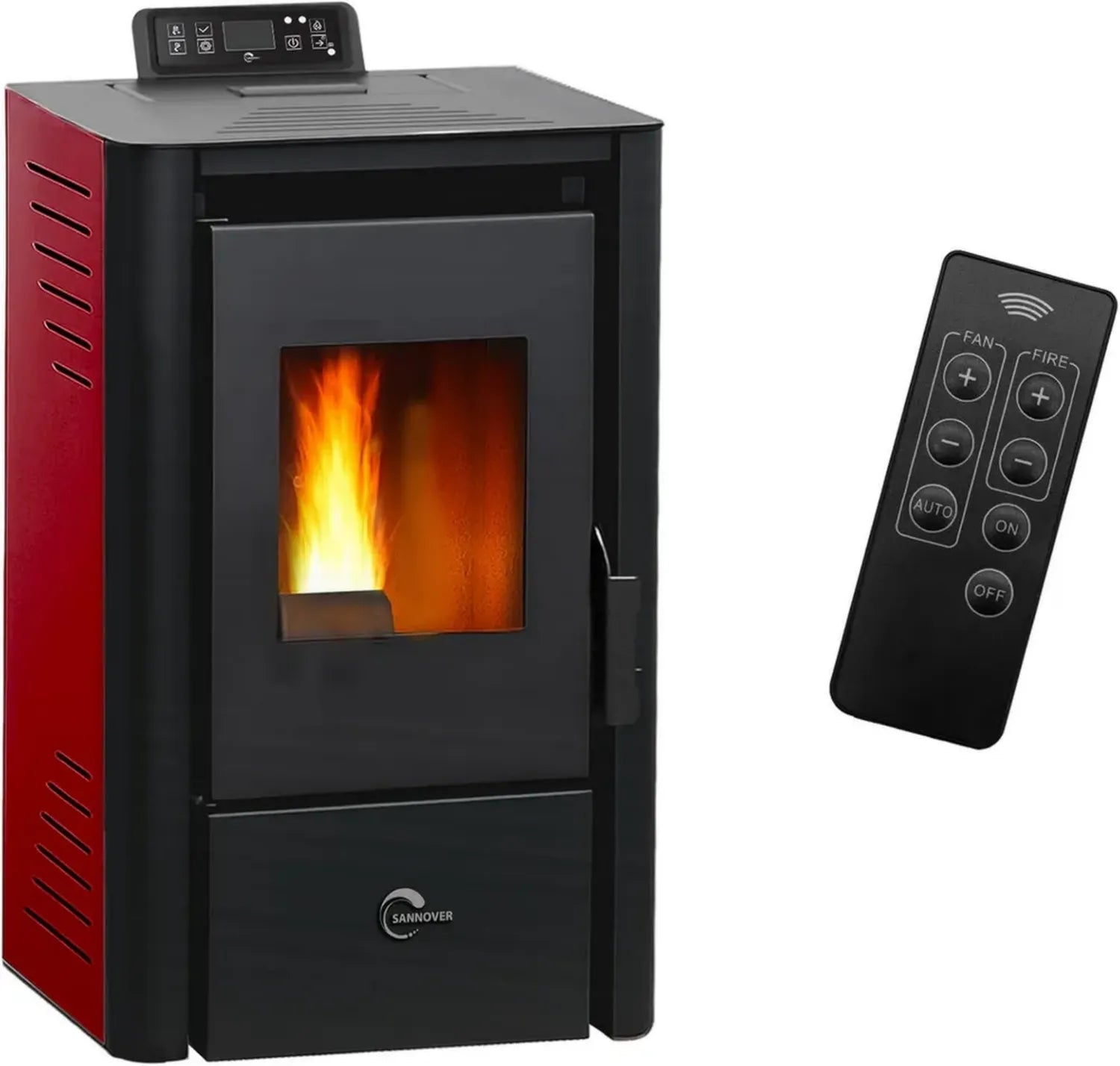 Stufa a Pellet da 7,6 kW Bordeaux con Sistema di Riscaldamento a Aria