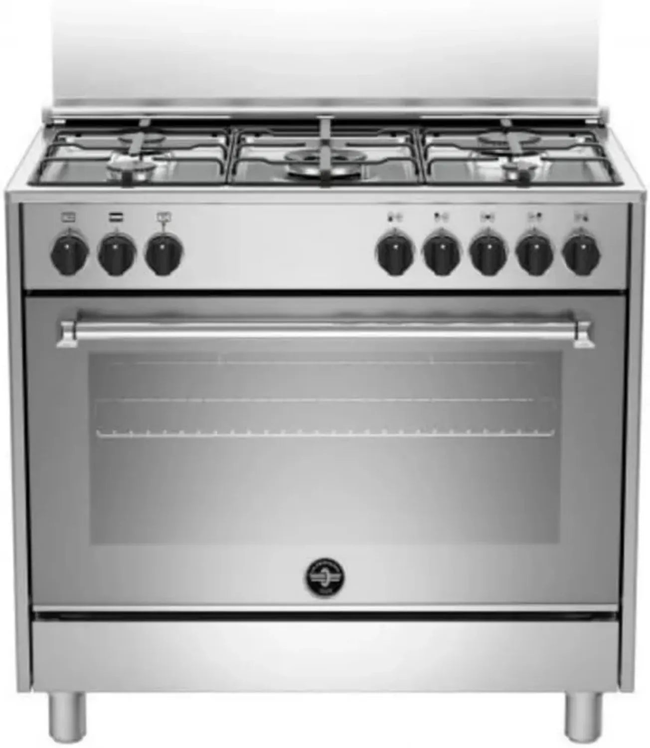 Cucina a Gas La Germania 90 cm, 5 Bruciatori, Forno Multifunzione, Acciaio Inox, Classe A