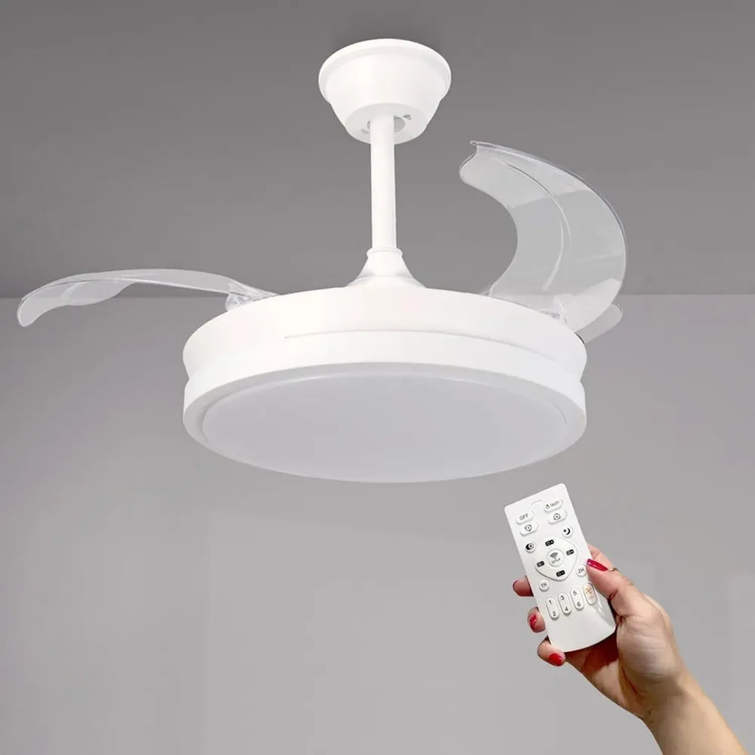 Ventilatore da Soffitto LED Thor Bianco con Telecomando e Motore DC Silenzioso