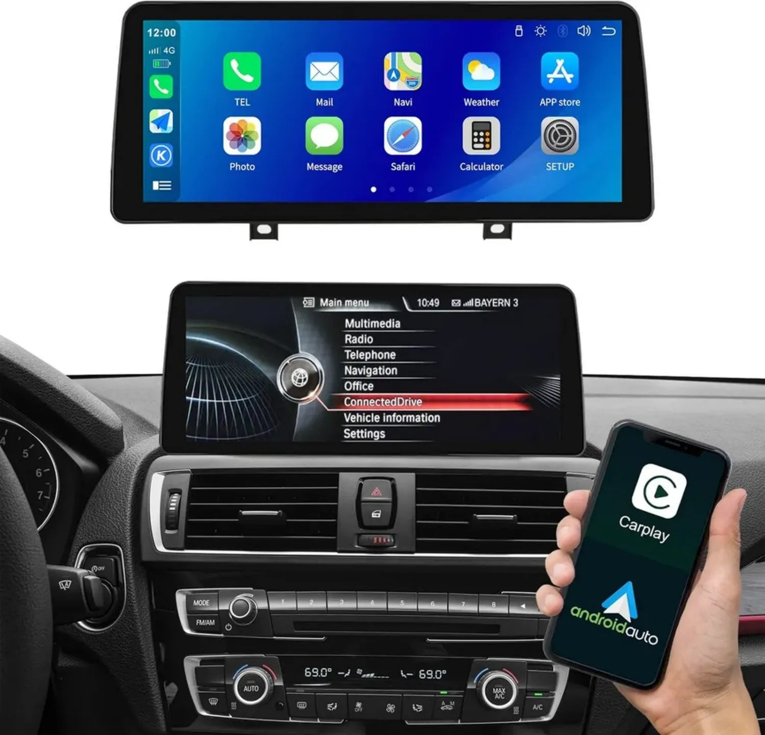 Sistema wireless Carplay 12,3" per BMW Serie 1 e 2 2012-2016